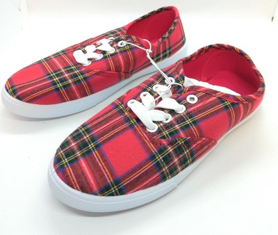 Red plaid tennis shoes Clearance