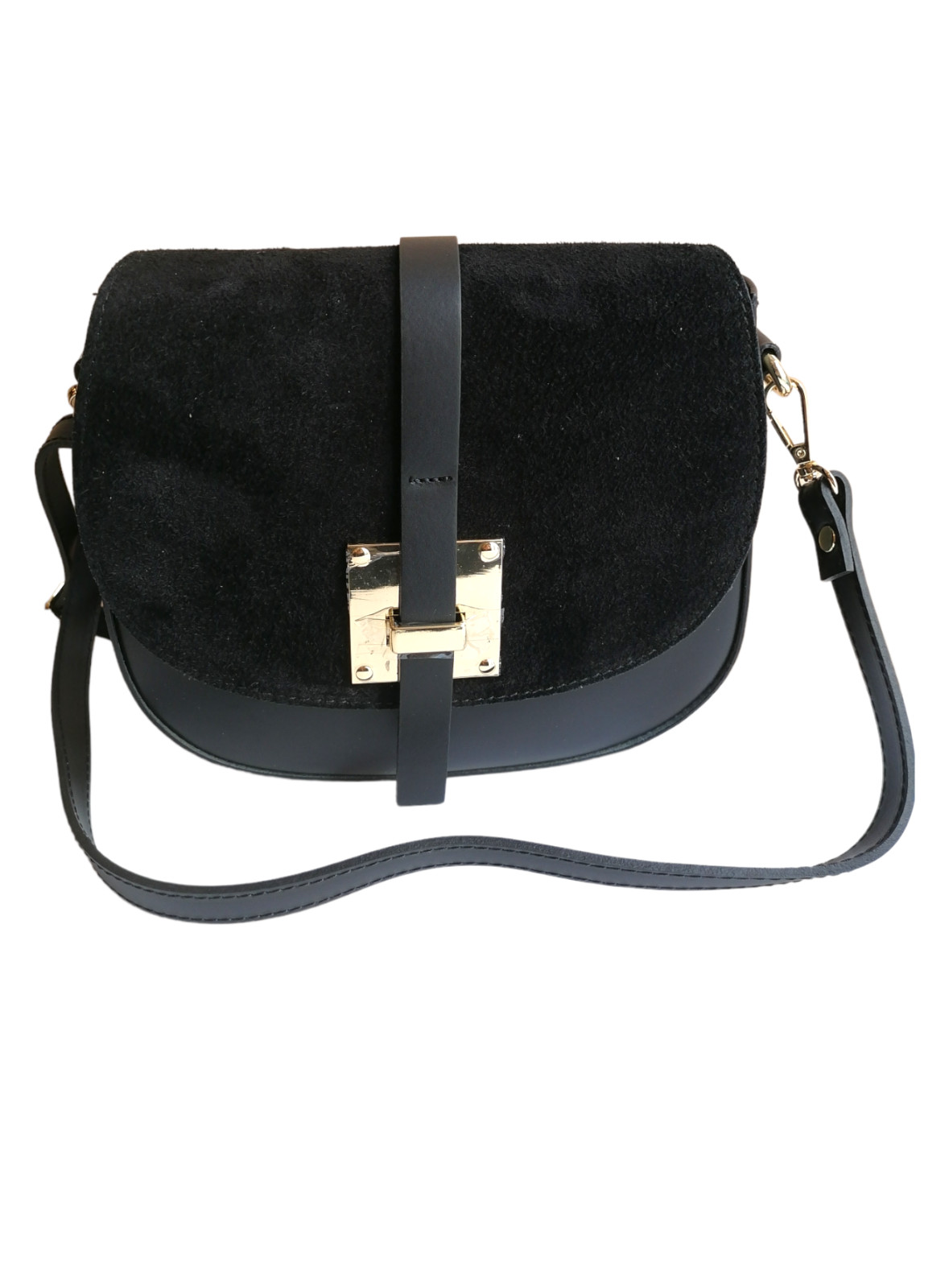 Borsa a Tracolla in Vera Pelle Liscia e Scamosciata | Idea Regalo Made in Italy