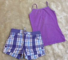 Basic Edition/Cherokee purple tank w/purple plaid shorts Medium 7-8 
