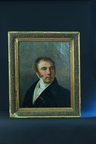 Beau tableau ancien Empire portrait homme cravate blanche LIENARD Lille hst 19e - Photo 12/12