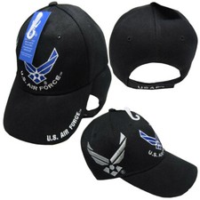 US AIR FORCE OFFICIALLY LICENSED WITH Wings EMBROIDERED USAF BLACK Hat CAP