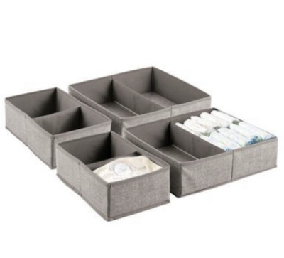 4er Set Stoff Schubladenteiler von M Design in Leinen @ Amazon 16£