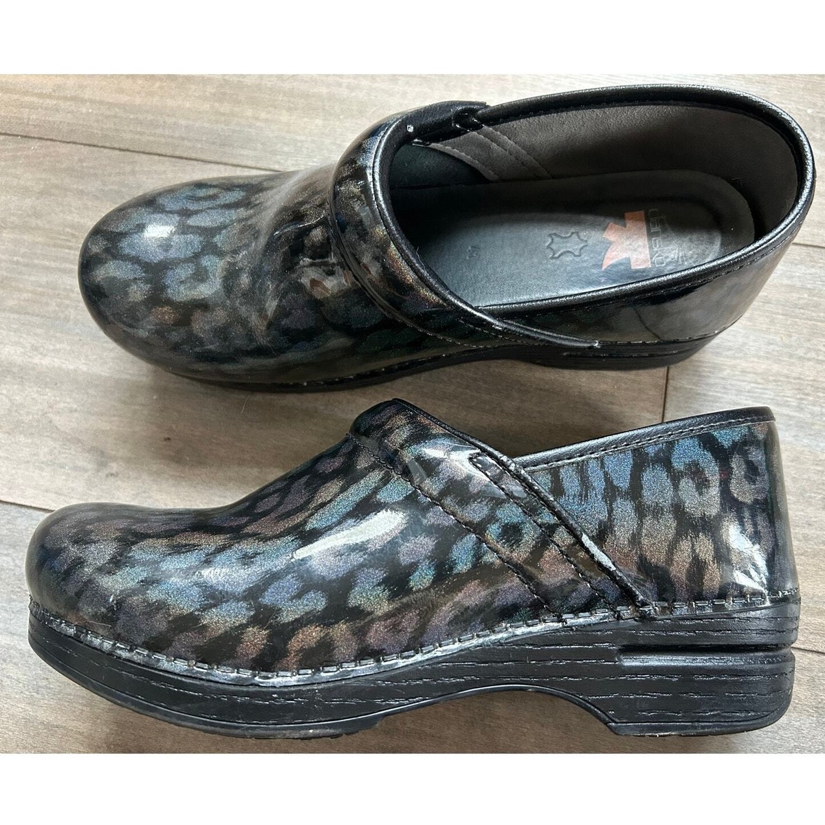 Dansko XP 2.0 Professional Patent Animal Print Slip On Clogs