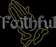 Rhinestone Bling Sparkle Iron On Transfer DIY Praying Hands Faithful