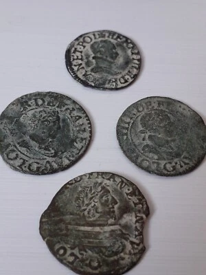 LOT 4 DOUBLE TOURNOIS HENRI IIII ND ET Louis XIII 1620-1621 G 1640 CROISSANT - Photo 1/3