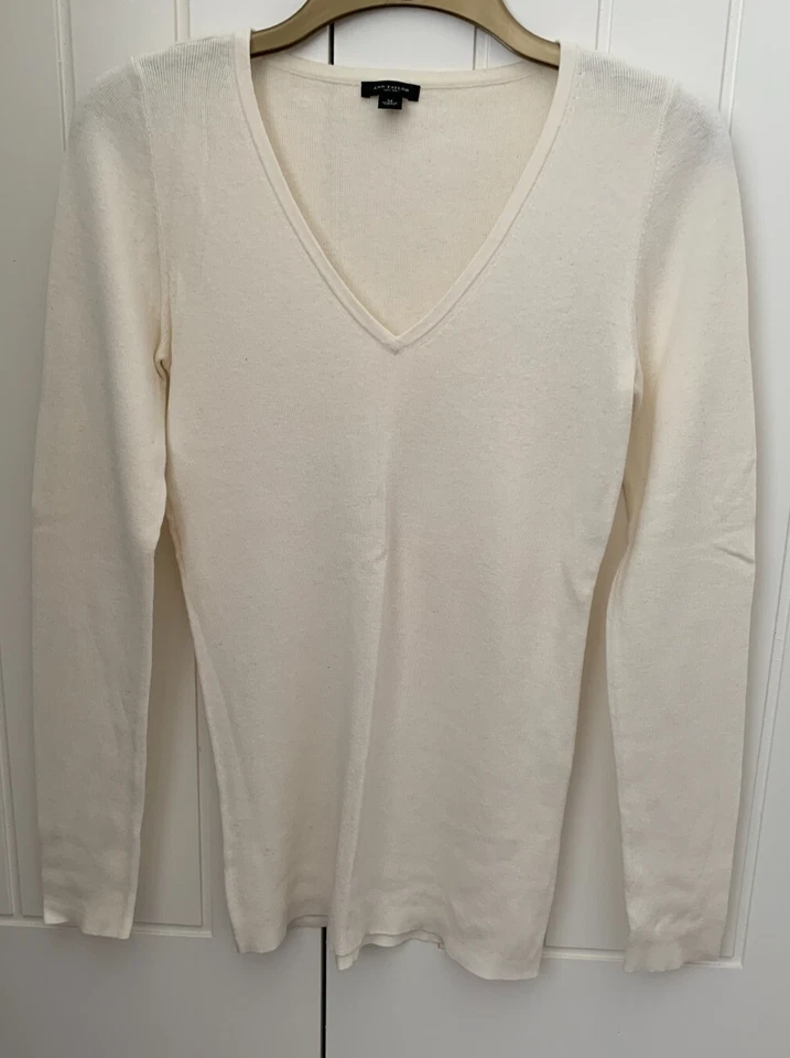 Cotton/Rayon Sweater. Size M. Cream. Anne Taylor - New - Image 1 of 3