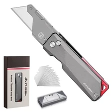FLISSA Advanced Titanium Utility Knife CNC Unibody Lightweight w/10 Extra Blades