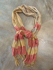 Rayon Scarf Shawl Wrap Fringe 74 Long x 23 Wide Brown/Gold/red