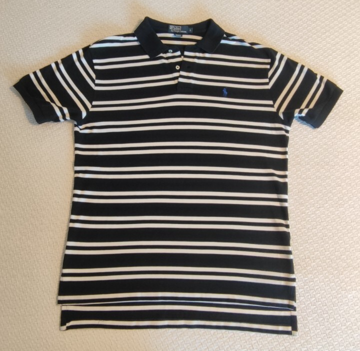 Polo Ralph Lauren vintage camicia uomo grande nera a righe bianca pony vestibilità personalizzata