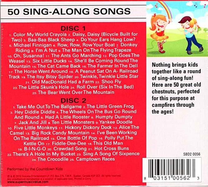 50 Sing Along Songs for Kids ~ Countdown Kids ~ Children's ~ 2 CDs ...