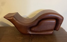 Mid Century Hand Crafted Danish Native Redwood Whale Puzzle Trinket Box