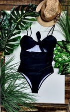 Women's Smoothing Front Tye Full Coverage One Piece Swimsuit - Size Large