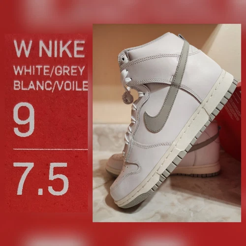 Women’s Size 9 Nike Dunk High White Neutral Grey DD1869-111 Sneakers🔥🔥🔥
