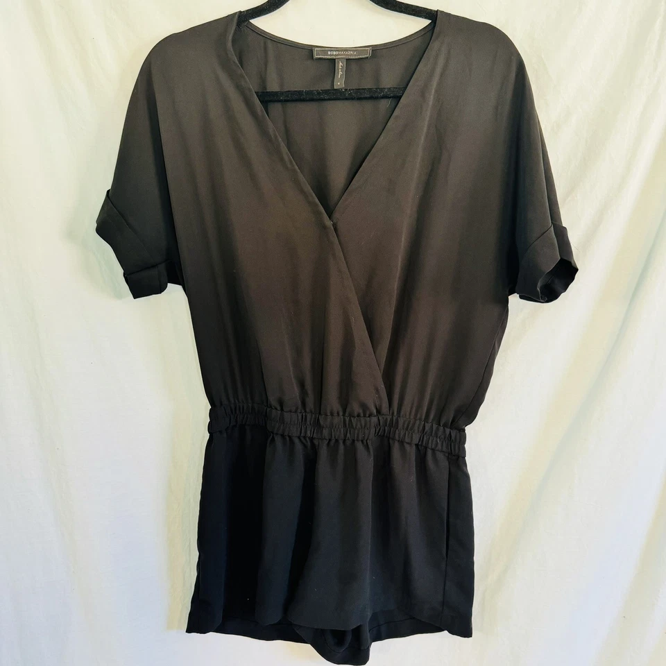 BCBG MaxAzria Quincey 黑色透明连身裤 S 码短裤口袋                     — 第 2/4 张图片