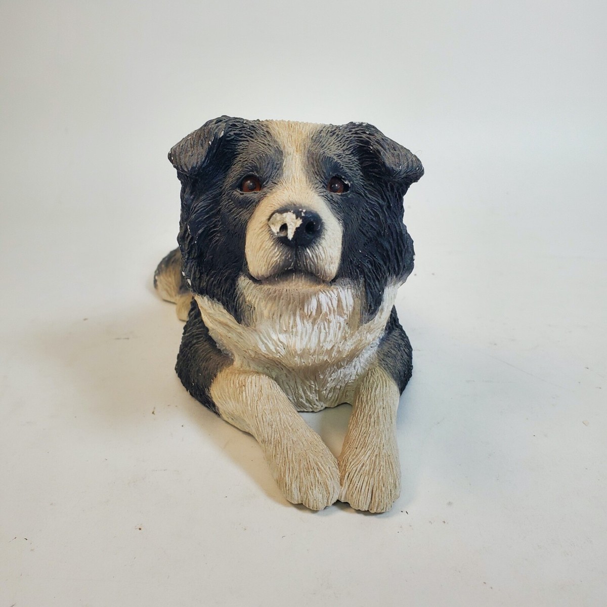 Vintage Sandicast Sculpture 389 Border Collie 1992 Hand Casted and