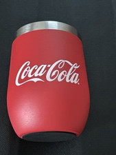 Coca-Cola Promotional Metal Stemless Cup with Plastic Lid, holds 12 ounces - NEW