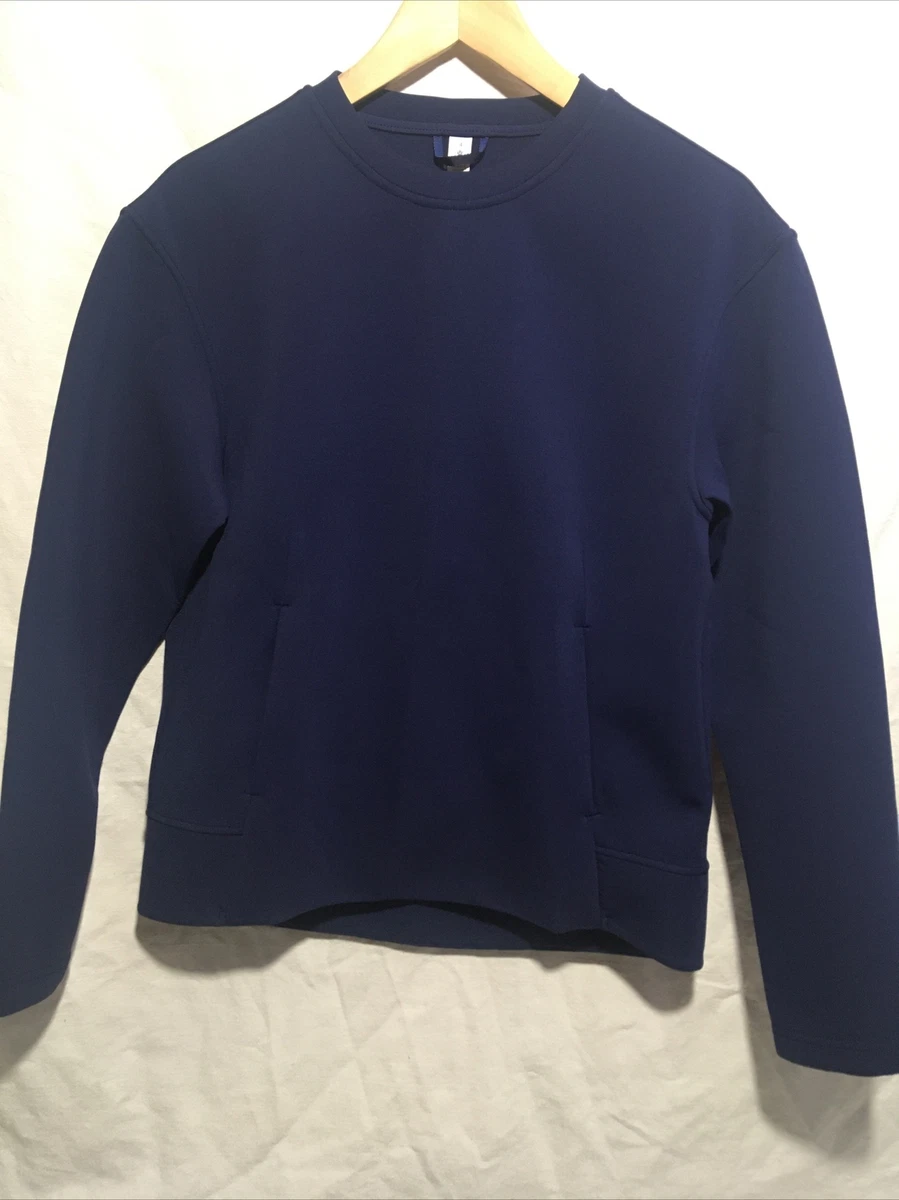 Lululemon Crew Sweatshirt Long Sleeve Size 4 Kangaroo Pocket Pullover Navy  Run