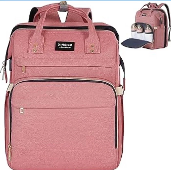 Xinsilu diaper bag backpack 3 in 1 with usb plugin and foldable changing station