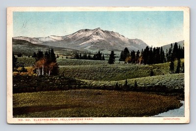 1915 Electric Peak Yellowstone Park Wyoming WY HAYNES No 192 100 Series Postcard