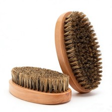 2-Pack Wooden Boar Bristle Beard  Hair Brush for Men - Soft Bristles for Gro