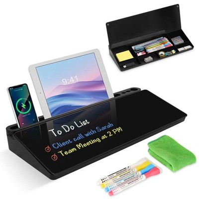Whiteboard Glass Storage Organizer Black 7 W x 15.8 H PSTBBG18 Desktop Computer