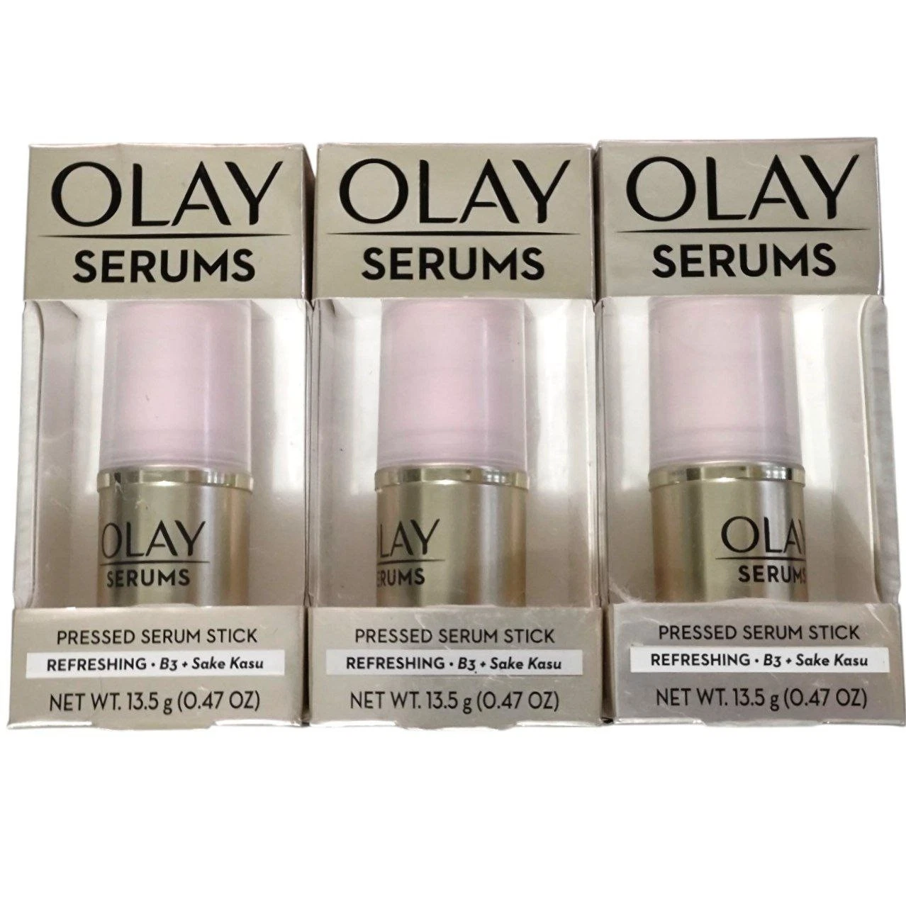 3X Olay Refreshing Pressed Serum Stick Vitamin B3 + Sake Kasu 13.5g each