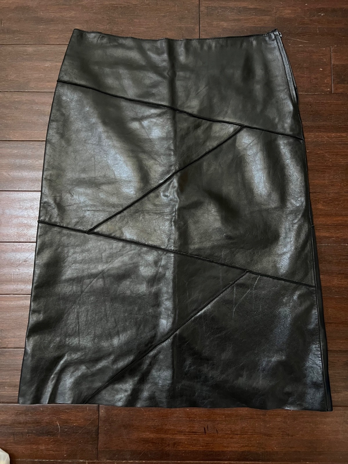 Patchwork Soft Leather Lamb MIDI maxi Long Black … - image 1