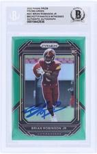 Brian Robinson Jr. Commanders Signed '22 Panini Prizm Green #321 BAS Rookie Card