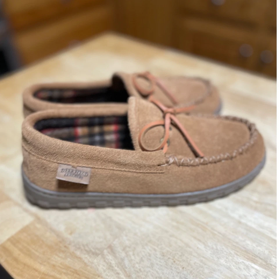 Deerfield 皮革女士脚趾拖鞋棕色麂皮绒衬里 7 码 — 第 2/4 张图片
