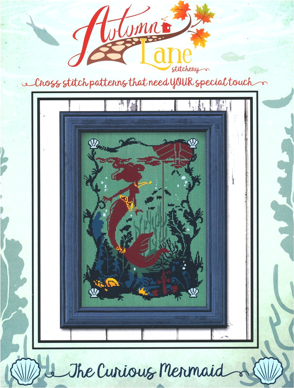 Autumn Lane Stitchery THE CURIOUS MERMAID Cross Stitch Chart Only marine fantasy