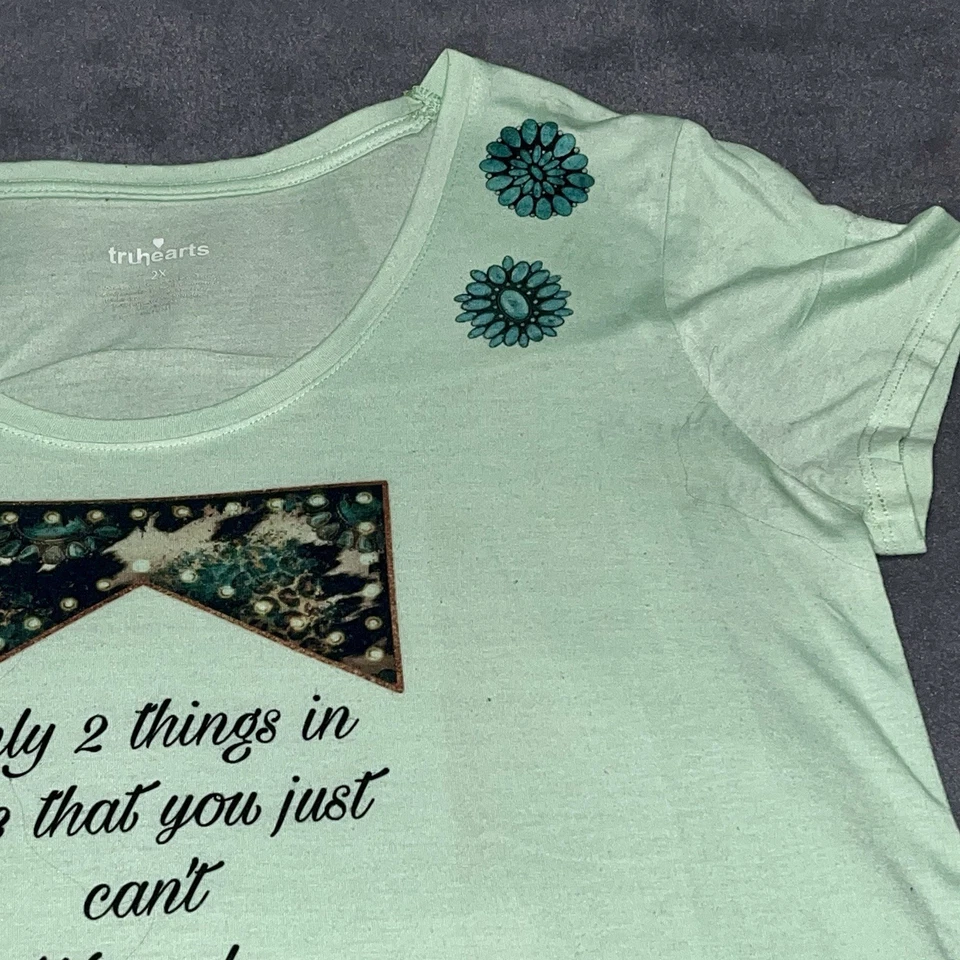 Camiseta para mujer Truhearts verde menta delgada más 2X Cant Wrangle vaqueros y ángeles Foto 2 de 4
