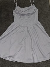 SHEIN Satin Cowl Neck Strappy Short Mini A-Line Dress Gray Size S Regular