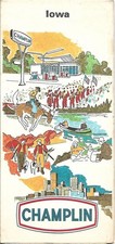 1971 CHAMPLIN GASOLINE Road Map IOWA Sioux City Waterloo Council Bluffs Dubuque