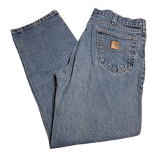 Men s Carhartt Straight Leg Jeans 38X30 Denim Blue Pants B460 Relaxed Fit