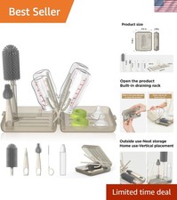 Hygiene-Focused Travel Bottle Brush Set with Vertical Drying Slots and Dispenser