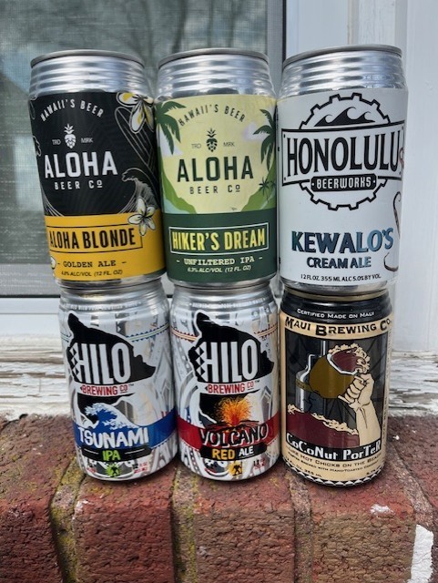 6 Hawaii Beer Cans Aloha, Hilo, Honolulu, Maui