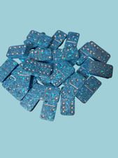 Double Six Dominos Set /Ocean Glitter Color/Round Edge/Handcrafted Resin