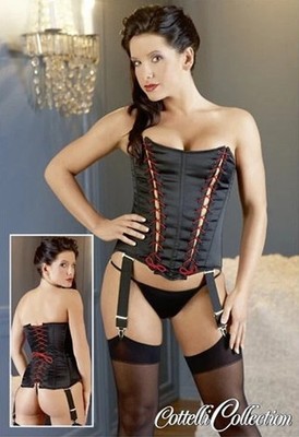 Unterwäsche Korsett Modellierbeutel schwarz rote Schnürung Cottelli