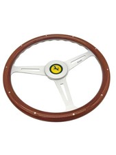 Luisi Classic Vintage Wood Riveted Steering Wheel 370mm With Ferrari Horn Button