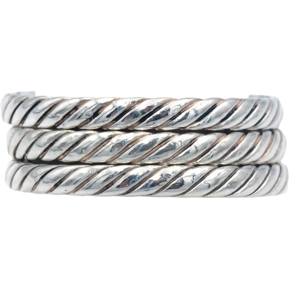 David Yurman Sterling Silver Cable Band Ring Stackable Set of 3 Size 7 - Image 4 of 4