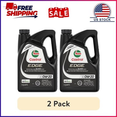 (2 pack) Castrol EDGE 0W-20 Advanced Full Synthetic Motor Oil, 5 Quarts