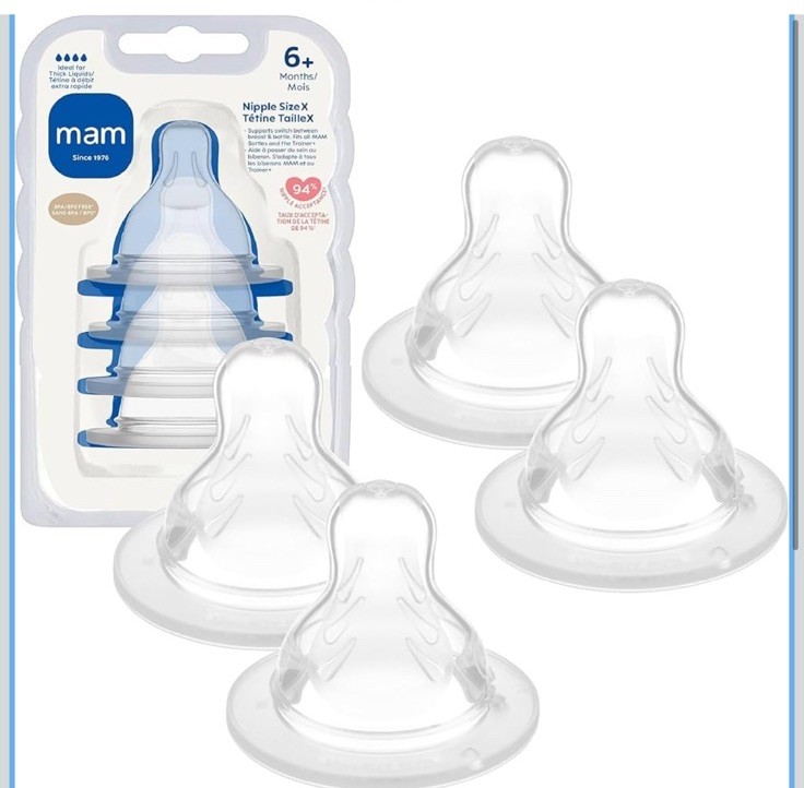 MAM Baby Bottle Nipples Extra 4 Count (Pack of 1), Fast Flow