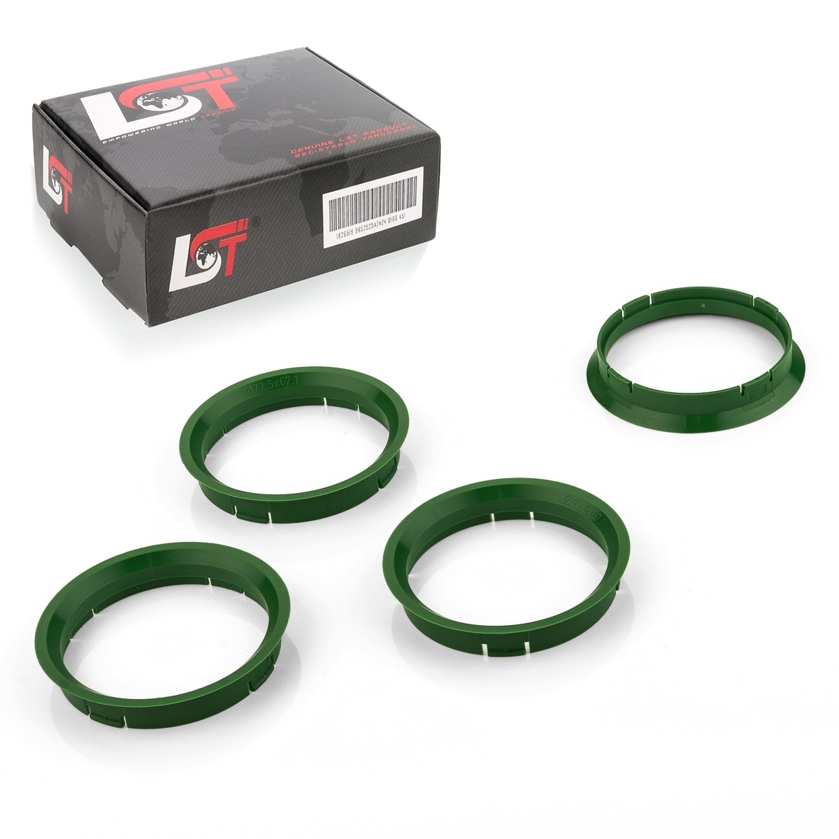 4x Distance Rings Centering Green Alloy Wheels Ø 72,5 MM - Ø 67,1 for Fiat