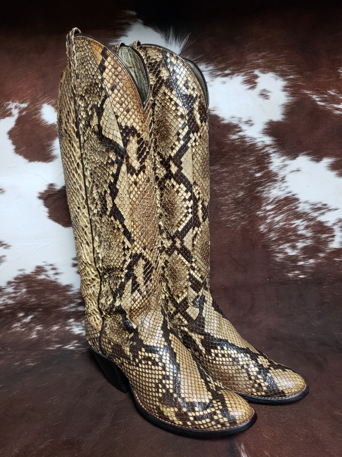 Dan Post Vintage Full Cut Python Snake Western Co… - image 1