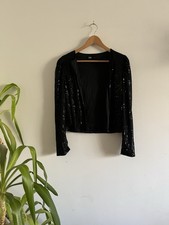 CBR Black Sequin Shrug Bolero Jacket Size Large Very Good Condition