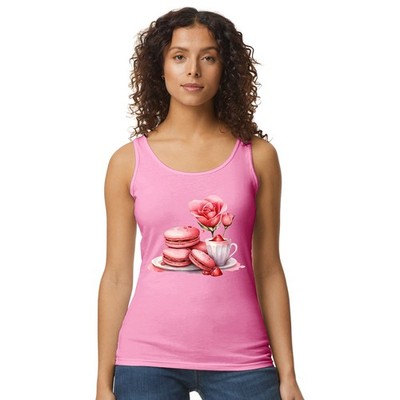 Rosa Macaron Rose Damen Trägershirt Tank Top Feinschmecker Valentinstag Geschenk für sie