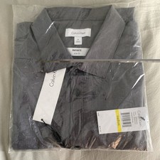 Calvin Klein Men's Infinite Color Slim Fit Dress Shirt Grey M B4HP