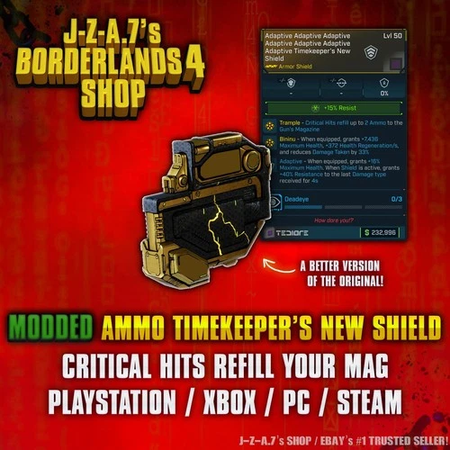 Borderlands 4✨ MODDED TIMEKEEPER'S NEW SHIELD AMMO BL4 CRAZY DAMAGE✅PC-PS-XBOX✨