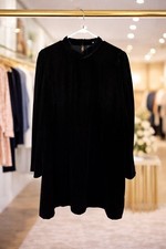 NEW GAP $89 Mockneck Mini Dress Size L Navy Blue Velvet Long Puff Sleeve Soft