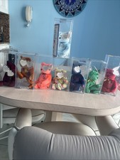 ty billionaire bear beanie babies #2,3,4,6,7,8,9 And Decade Bear Signed By TY